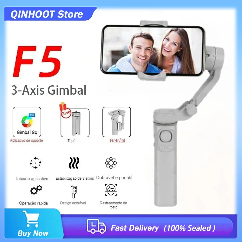 

New F5 3-Axis Handheld Gimbal Foldable Smartphone Anti Shake Video Record Stabilizer for Android IOS Cellphone Face Tracking