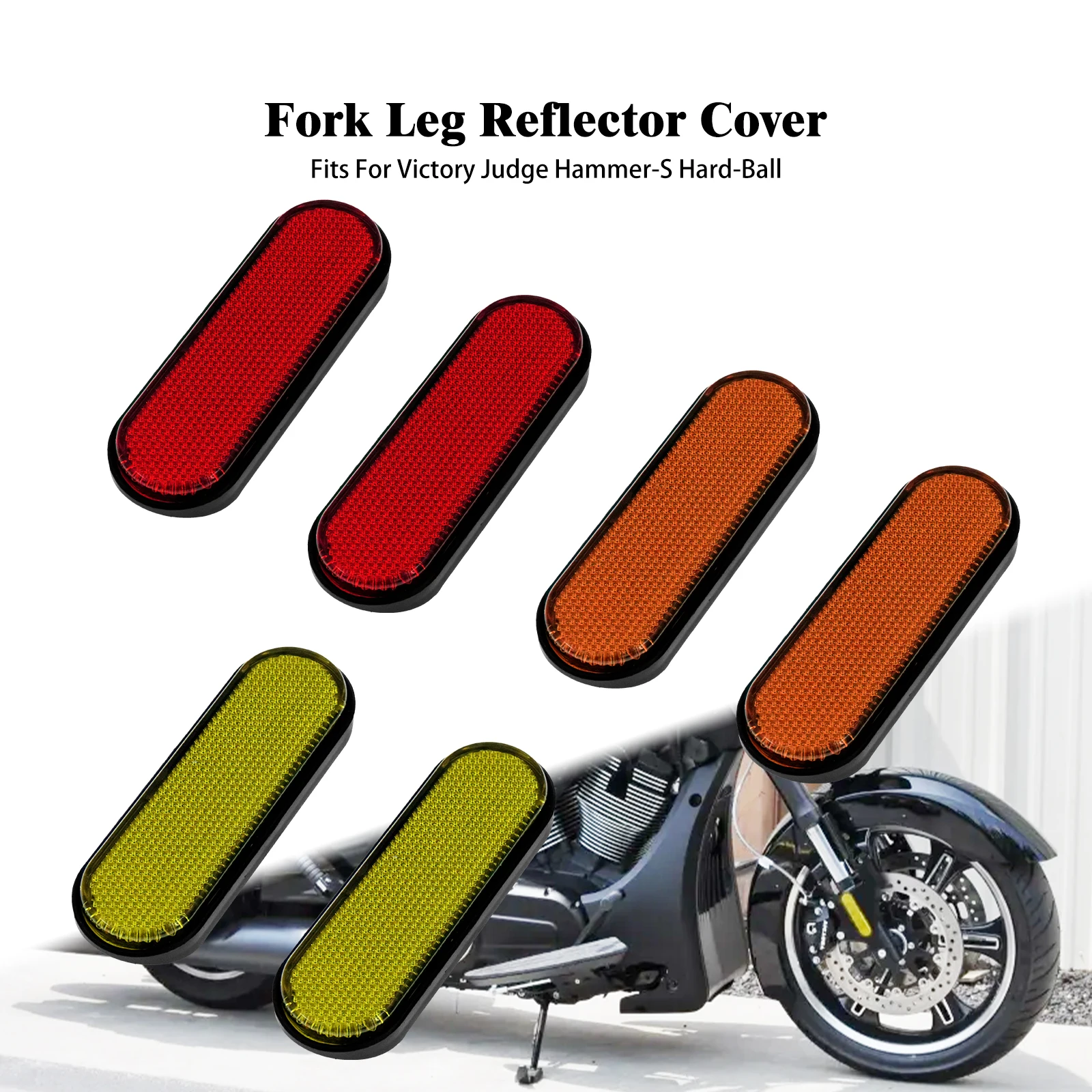 

Motorcycle Front Fork Reflector Sticker Lower Legs Slider Red/Orange/Yellow Safety Warning For Victory Judge Hammer-S Hard-Ball