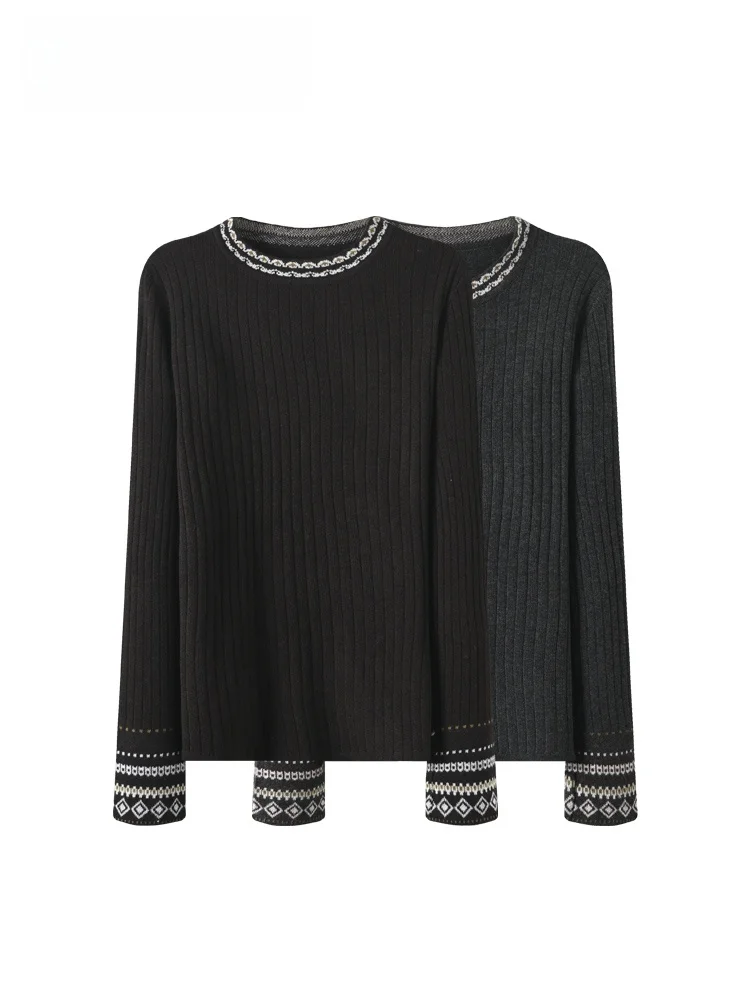 

plus Size Long Sve Knitted Base irt Women's Autumn Winter New Sle Loose Slimming Top for Plump Sister round Ne Pullover