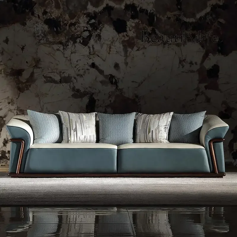 

N Light Luxury and Simplicity New Chinese Style Ugyen Wood Leather Sofa Oriental Aesthetic Modern Furniture