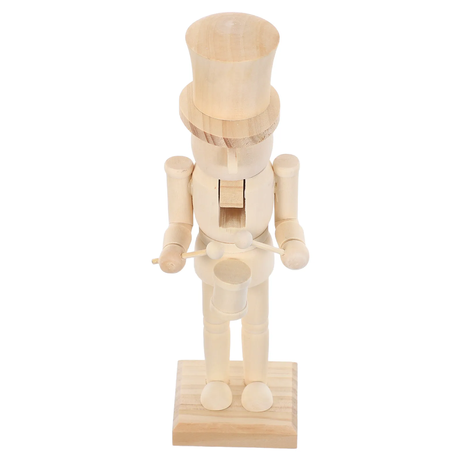 Wooden Nutcracker Craft Unpainted 9.82'' DIY Walnut Soldier Decoration Xmas Table Centerpiece Xmas Desktop Ornament Paintable