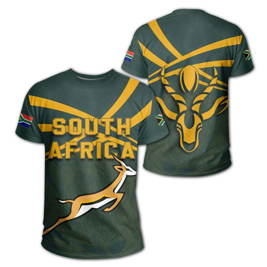 South Africa Map Flag Graphic T Shirts Fashion Springbok 3D Printed T Shirt For Men Clothes National Emblem Tshirt Dashiki Tops