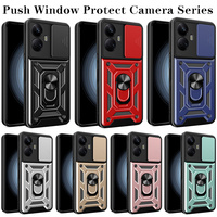 For Oppo Realme 10 4G RMX3630 Case Push Window Camera Coverage Ring Bracket Etui For Oppo Realme 10 Pro Plus 5G Heavy Duty Cover