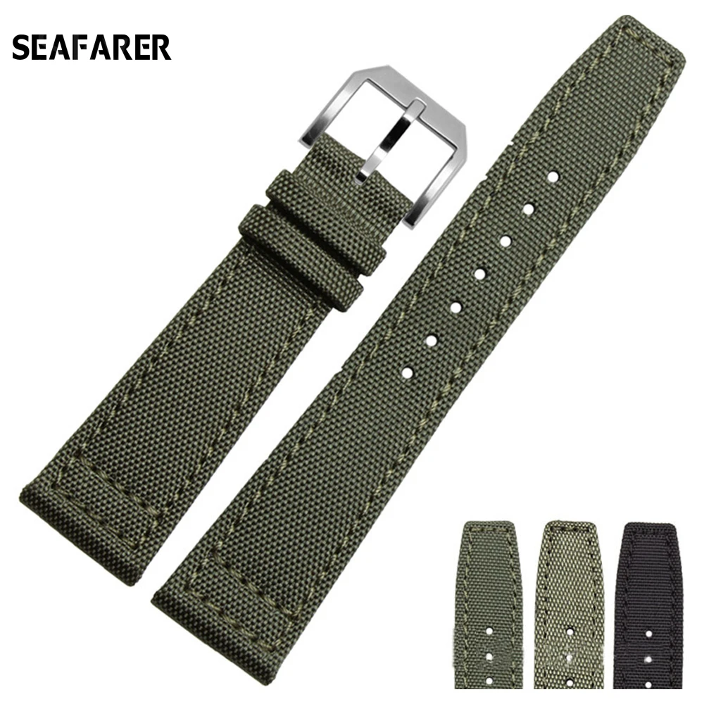 Nylon canvas watchband for IWC- PILOT Portugal Portofino watch strap 20mm 21mm 22mm bracelet black armygreen blue wrist belt