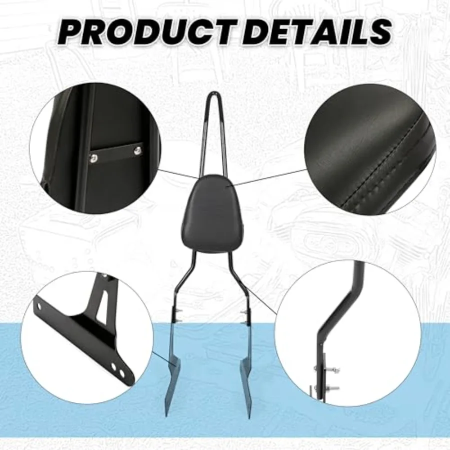 مسند ظهر أسود قابل للفصل سيسي بار لتحسين راحة ركوب الخيل وتخصيص أنيق متوافق مع هارلي ديفيدسو 2006up
