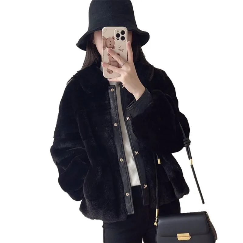 Authentic Korean Women's Danish Mink Coat 2025 Winter Short Coat Joker Short Female Jacket High-end Loose Mother Overcoat