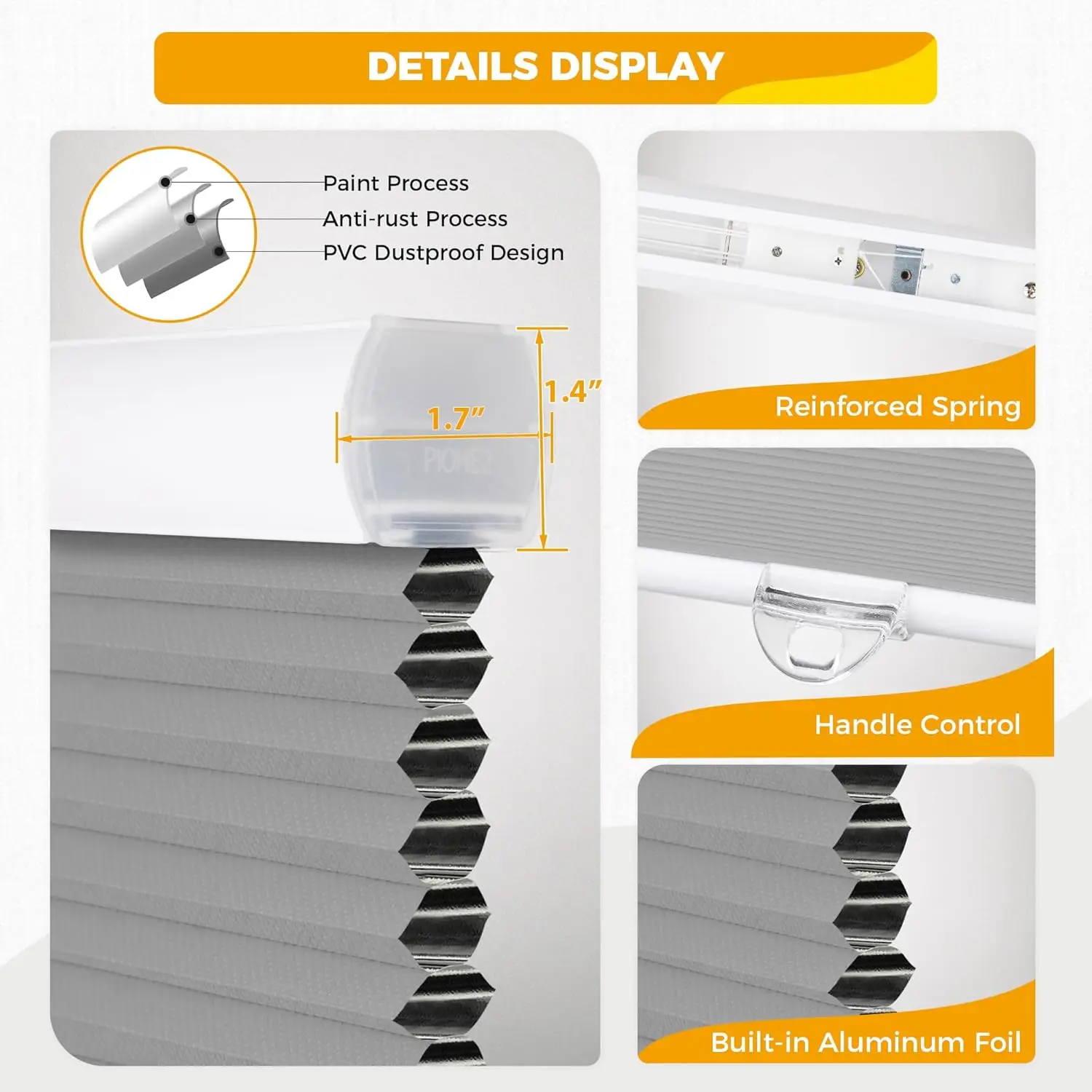 Homedemo Blackout Cellular Shades Cordless, Honeycomb Shade Blinds, Thermal Insulated Noise Reduction For Windows Inside &