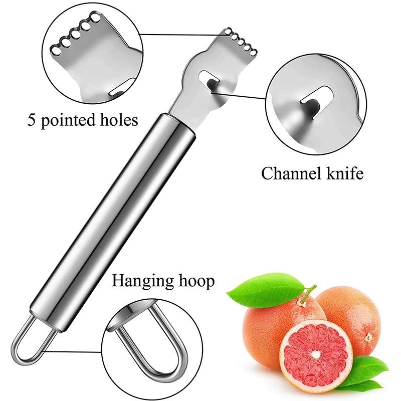 Stainless Steel Lemon Zester Grater With Channel Knife And Hanging Loop Kitchen Gadgets Orange Citrus Fruit Grater Peeling Knife view 5