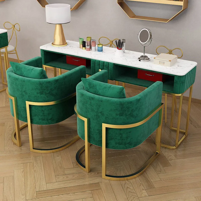 Juego de mesa y silla para salón de belleza, muebles modernos de alta gama para salón de uñas profesional, mesa de maquillaje para dormitorio de lujo ligero