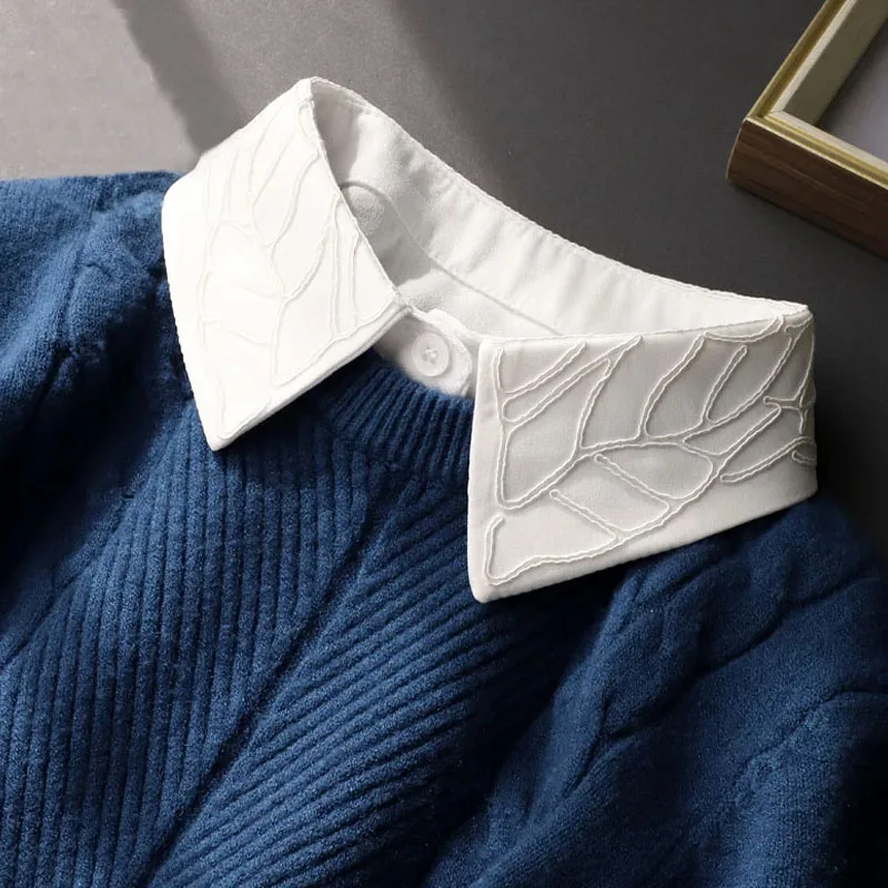 Embroidery White False Collar Woman Half Shirt Detachable Collars Sweater Fake Collar Women Lace Neck Collars Ties Nep Kraagie