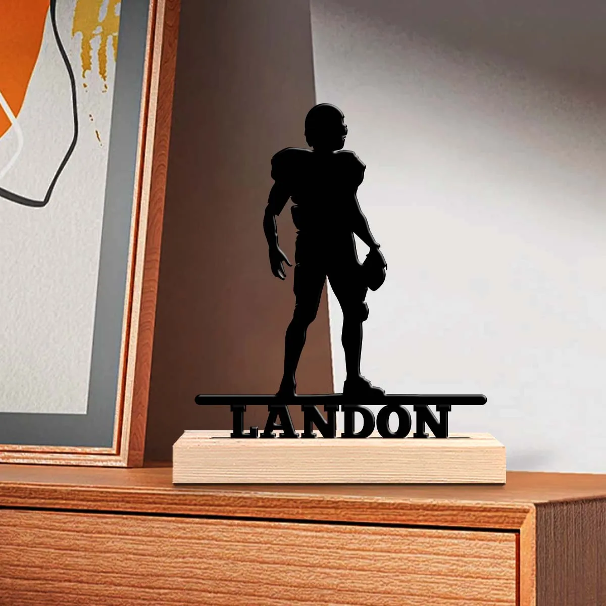 1pc Interesting Desktop Metal Statues Customizable Content With Wooden Base Holiday Decoration Gifts,Desktop Statue Ornaments