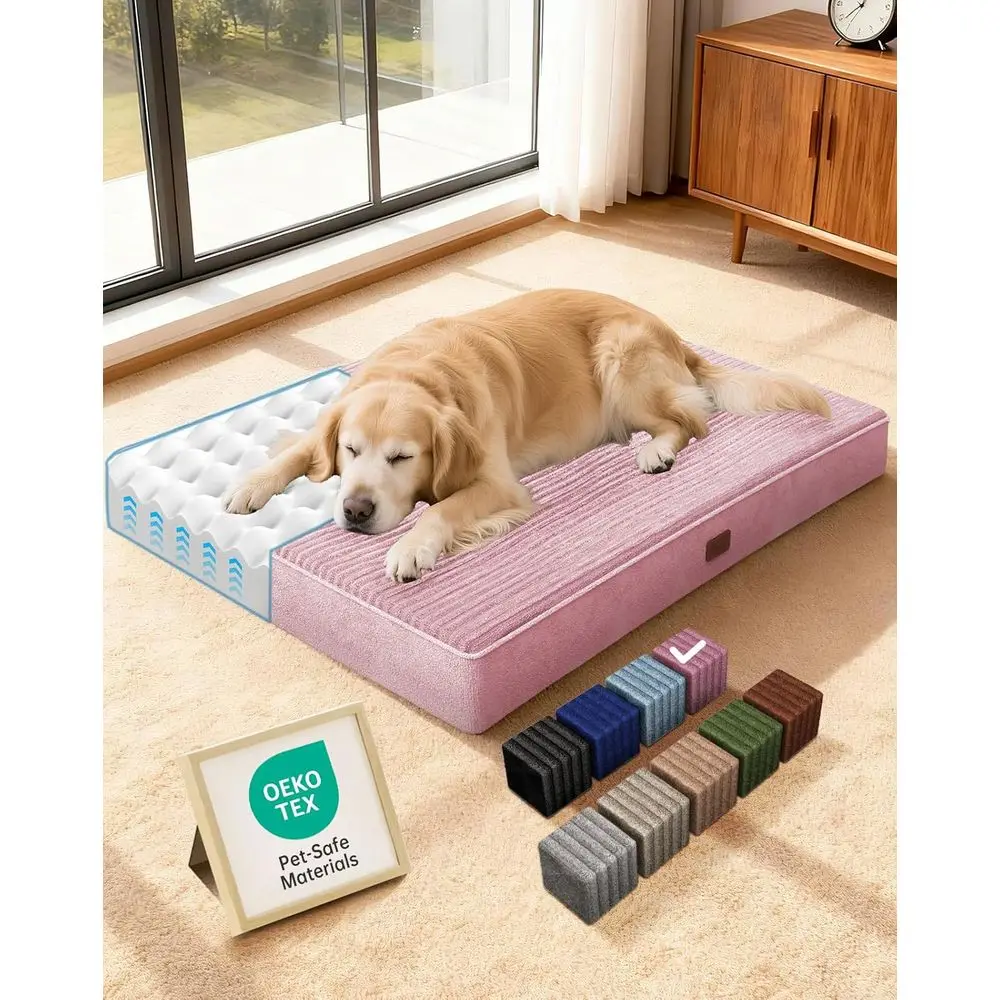 

Orthopedic Waterproof & Machine Washable Dog Bed for Large Pets, Suitable for Crates, Cat Mat with 25D Egg Crate Foam, Non-Slip