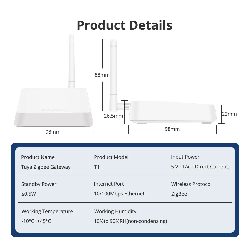 Imagem -06 - Zemismart-tuya Zigbee Gateway com Antena Smart Bridge Hub Soquete do Cabo de Rede Conexão com Fio Smart Life App Control