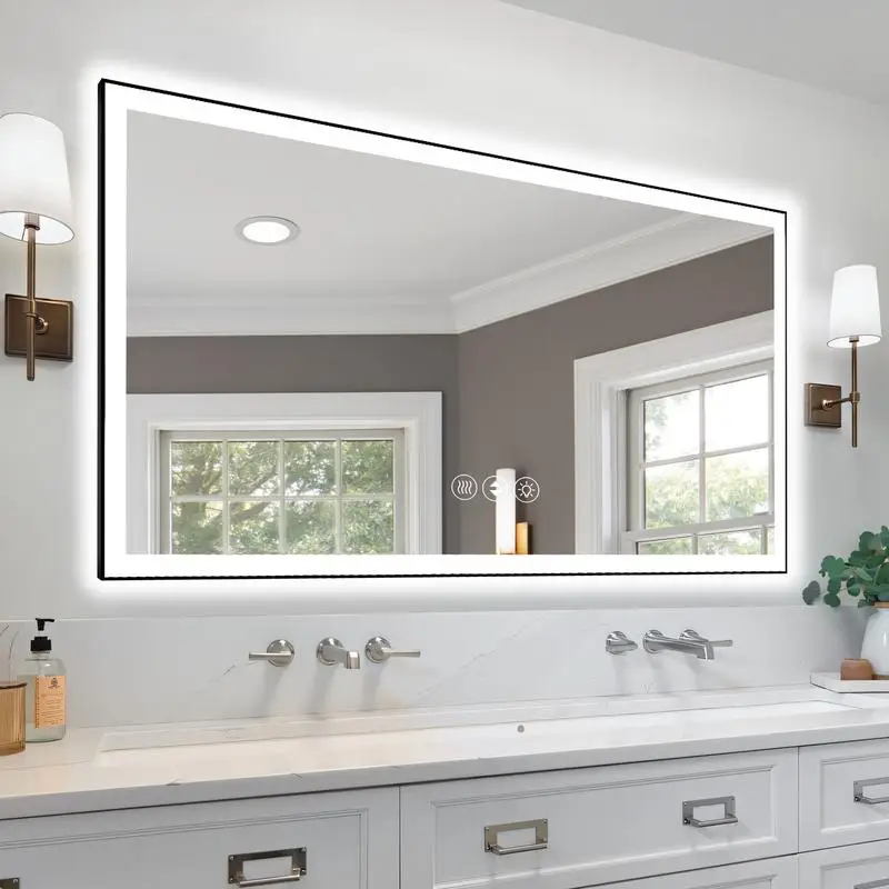 

72x36 Inch Frameless Smart LED Bathroom Mirror with Touch Control and Anti-Fog Feature