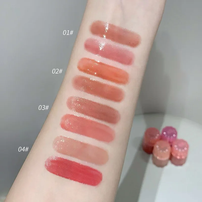 ゲゲベア ダブルソリッドリップグロス、ガラスのような質感の唇、自然な美白リップグロス、色落ちなし、長持ちするメイク