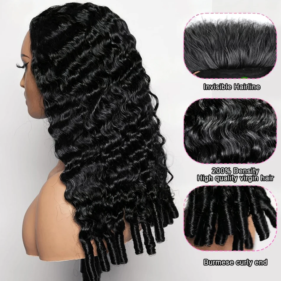 البورمية شعر مستعار مجعد شعر الإنسان موجة عميقة الدانتيل شعر مستعار أمامي 13X6 Hd الدانتيل الباروكة الأمامية 250 الكثافة قبل قطعها الشعر البرازيلي للنساء #5
