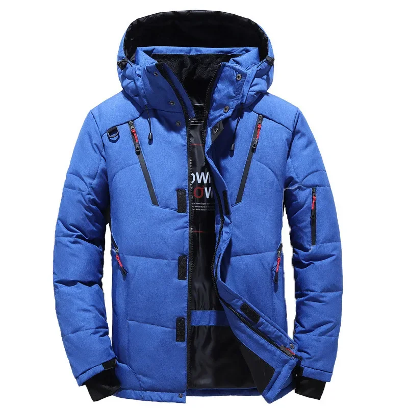 Grosso quente acolchoado casaco de neve dos homens oversize jaqueta masculina parkas de inverno com capuz ao ar livre parka de inverno com capuz quente outwear