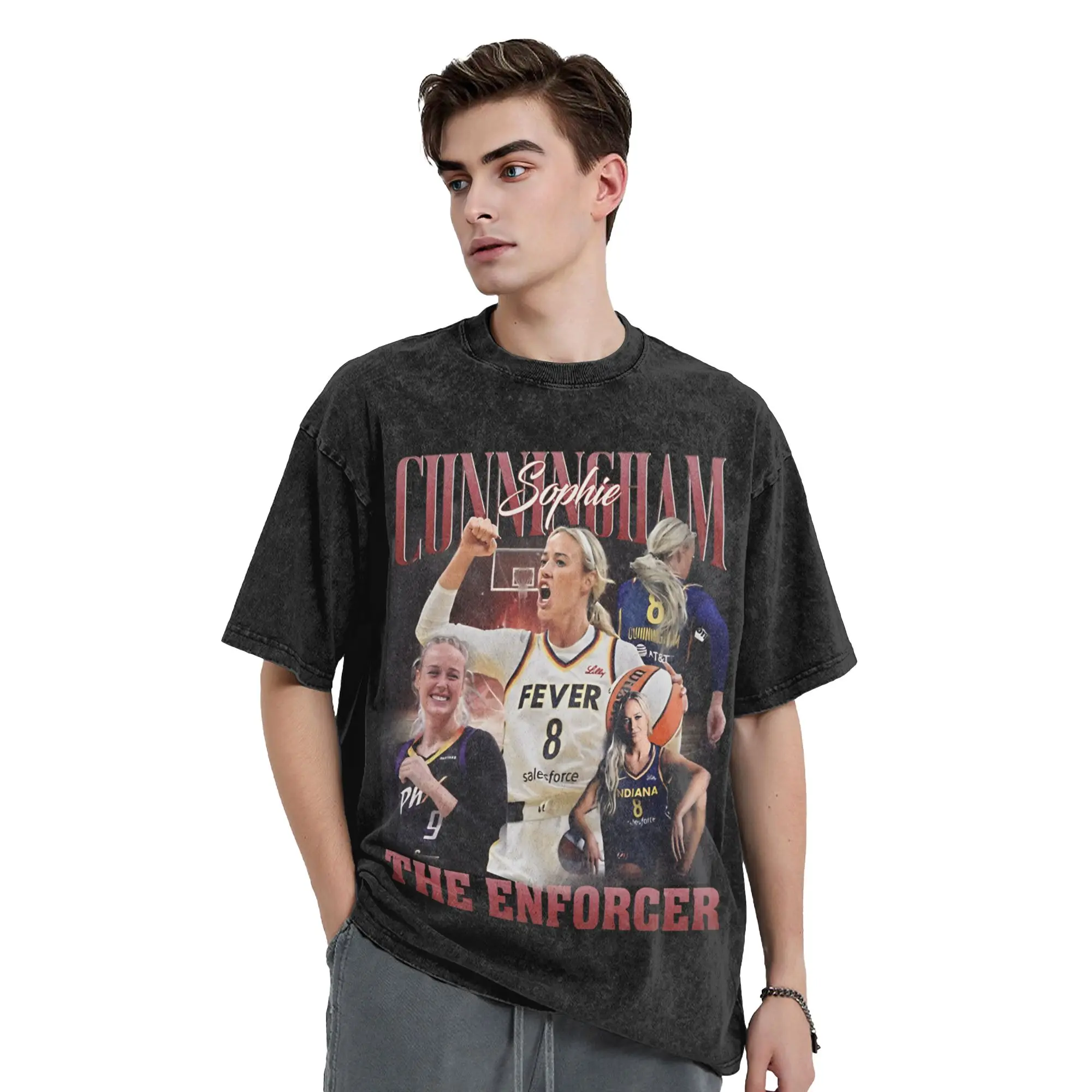 Sophie Cunningham The Enforcer Washed T Shirt Streetwear Hip Hop Novelty T-Shirts Tees Tops for Men Women Cotton Oversize Summer