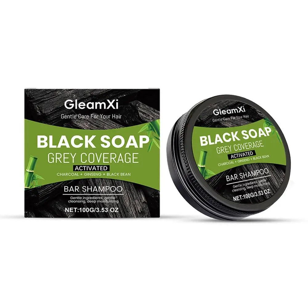 سواد الشعر الصابون التطهير العميق اسوداد اللحية الحواجب تعزيز تغذي إصلاح أبيض رمادي علاج الشعر الشامبو بار #6