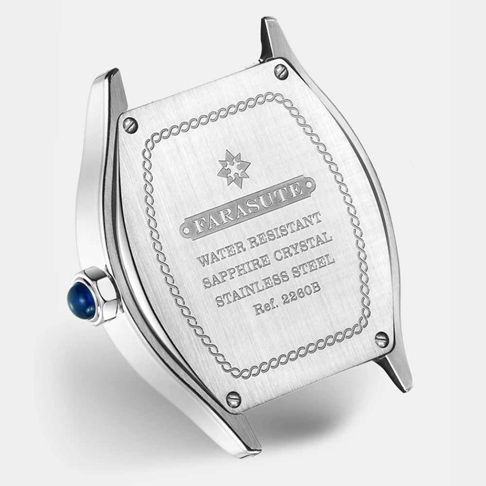 FARASUTE Retro Luxury Men Automatic Watch Jump Hour Watch Seagull Movement Sapphire Stainless Steel Waterproof Men Watch Reloj