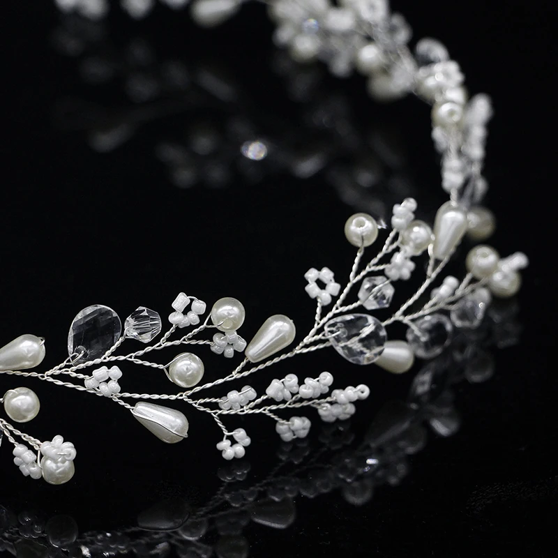 Elegante fascia da sposa per ragazze imitato perla accessori per capelli da sposa copricapo ghirlanda di fiori sposa ghirlanda fasce gioiello per