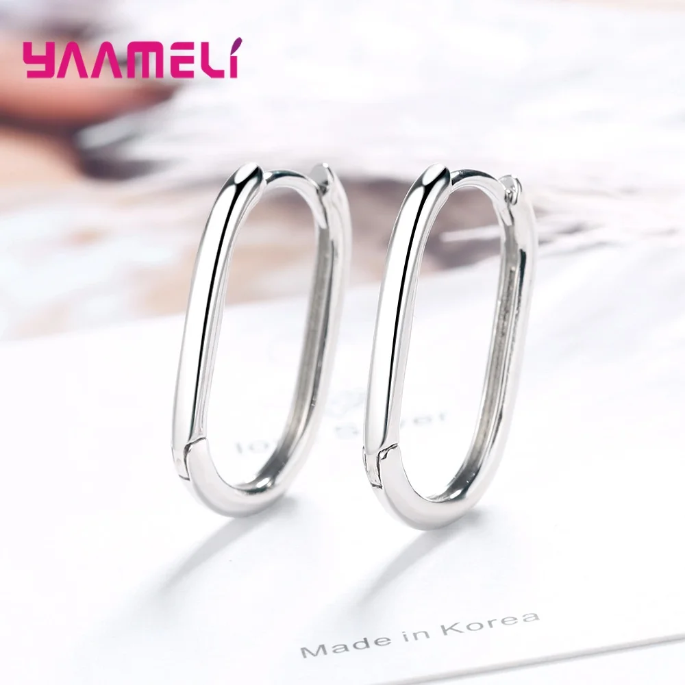 100% Real 925 Sterling Silver Pendientes Earrings for Women Men Simple Loop Silver Gold Color Ear Brincos Hoops Wedding Jewelry