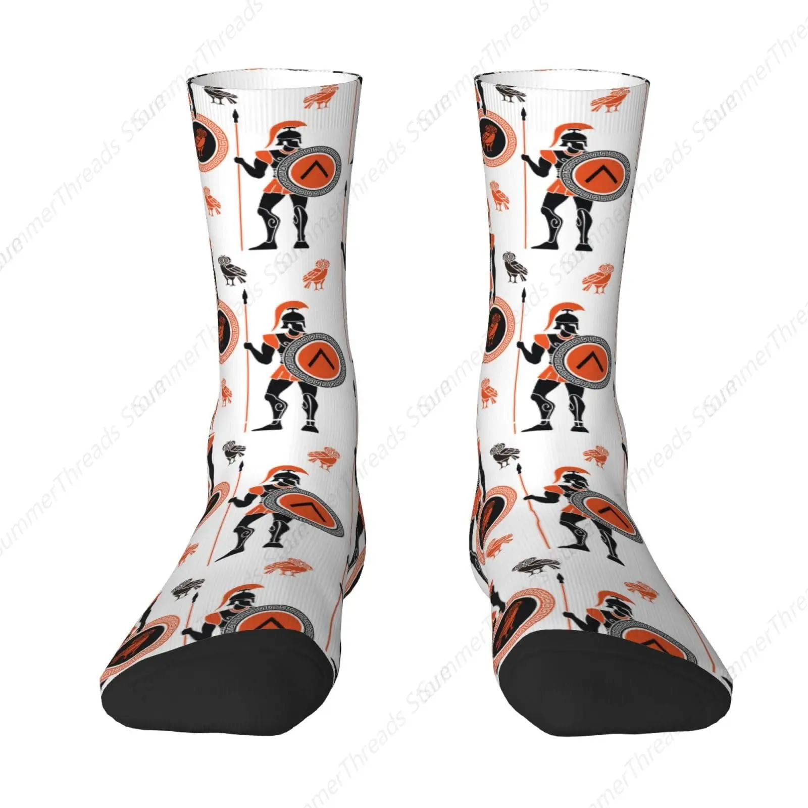 Ancient Greek Warriors Sparta White Socks For Men Women Fashion Novelty Crew Sock For Work Travel Sports Gift