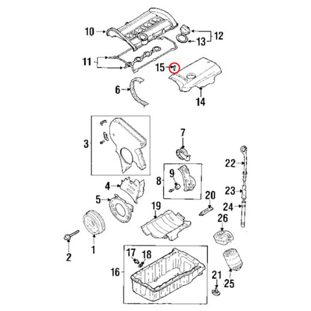 For Audi A4 B5 B6 B7 2000 2001 2002 2003 - 2008 Car Engine Top Cover Turn Lock Screw Cylinder Head Fastener Clip Replacement