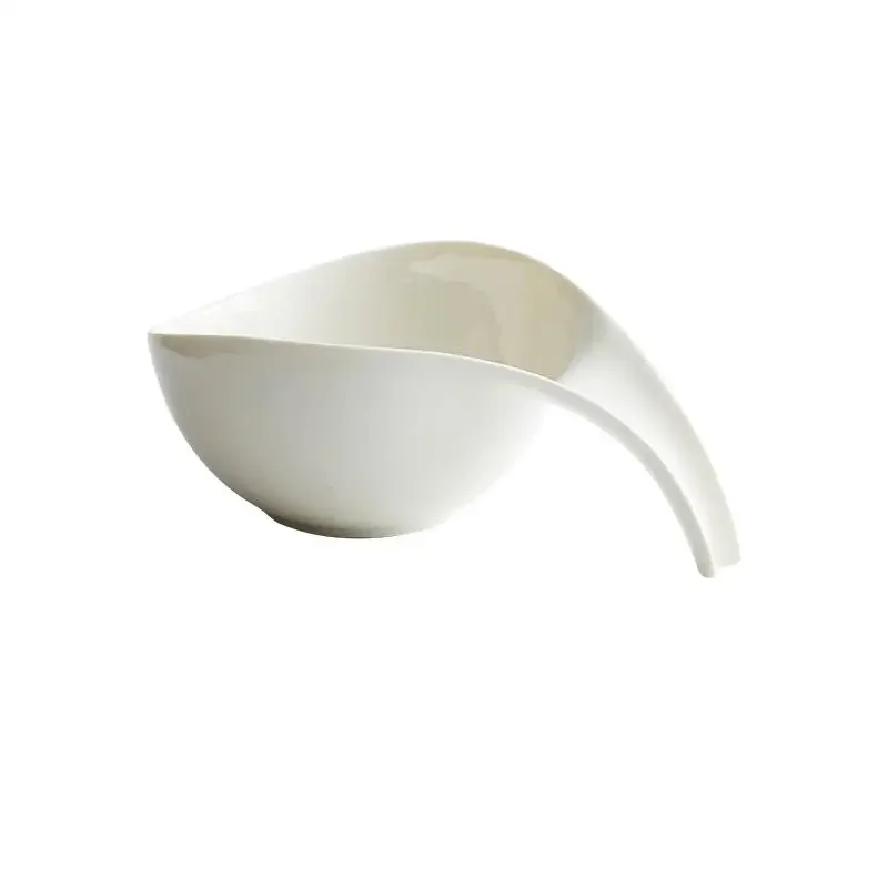 Irregular Shape Ceramic Vegetable Salad Plate Kitchen Ramen Noodle Bowls Soup Basin Solid Color Cutlery Bowl Serving