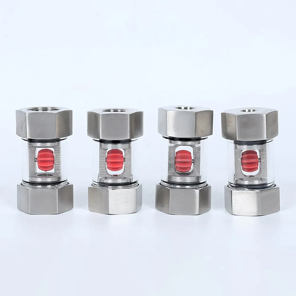 1/4" 3/8" 1/2" 3/4" 1" BSPT Female In-Line 304 Stainless Steel Window Sight Flow Indicator With Impeller Hydraulic Oil Water