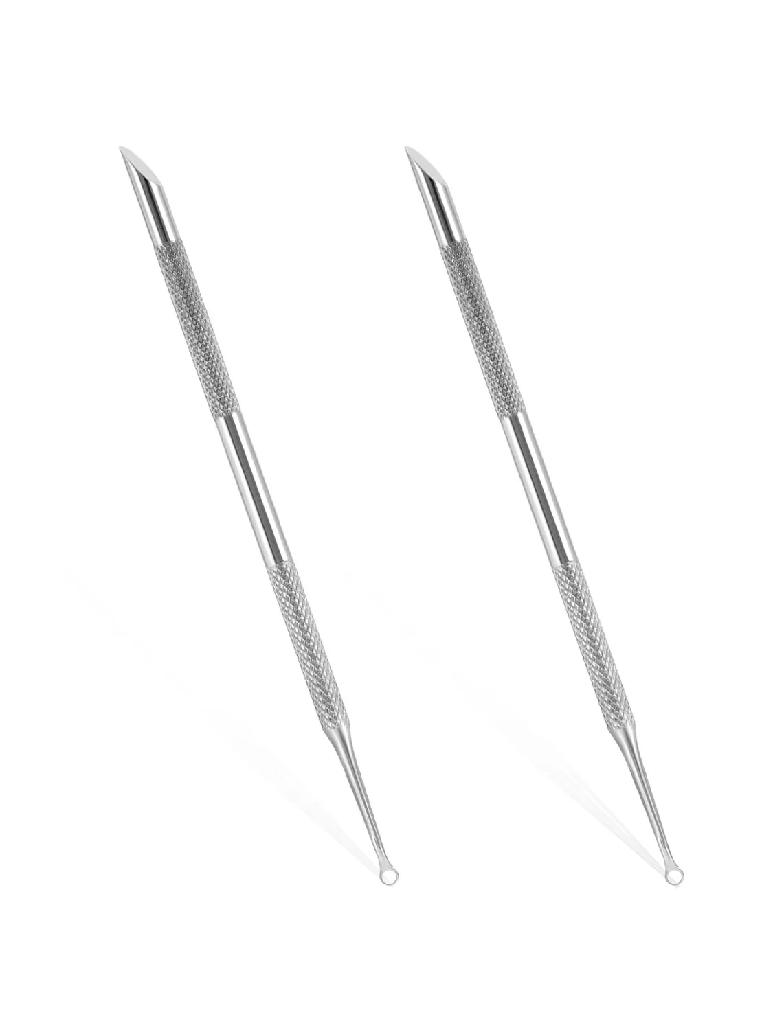 Poussoir à cuticules en acier inoxydable, nettoyeur d'ongles Portable, dissolvant de vernis à peau morte, éplucheur de vernis, bâton de nettoyage (tête Oblique), 2 pièces