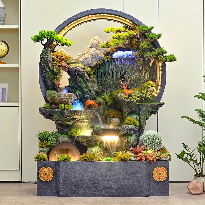 Zz flowing water landscape rockery water curtain wall landscaping store opening entrance lucky gifts decorative ornaments