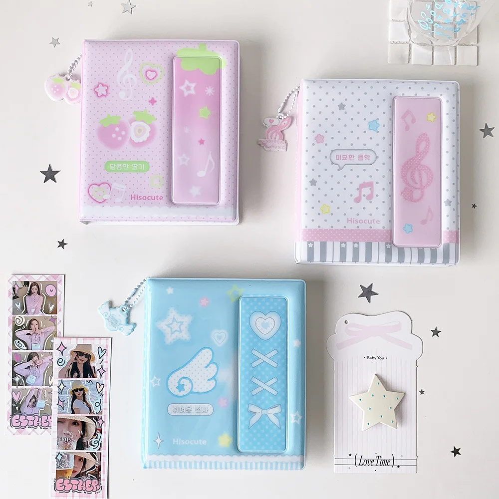 Kawaii Pocket Photocard Album 3 Inch Kpop Photocard Binder Collect Book Strawberry Wing Pattern Photo Holder Pendant Keychain view 6