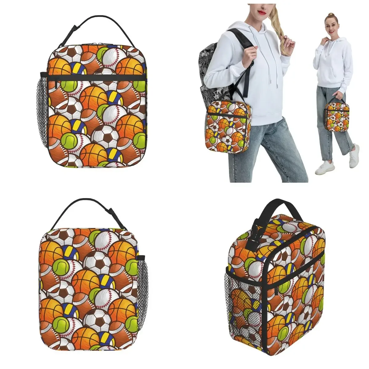 Sport Baseketball Merch Insulated Lunch Bag for School Baseball Ball Food Container Portable Cooler Thermal Lunch Boxes