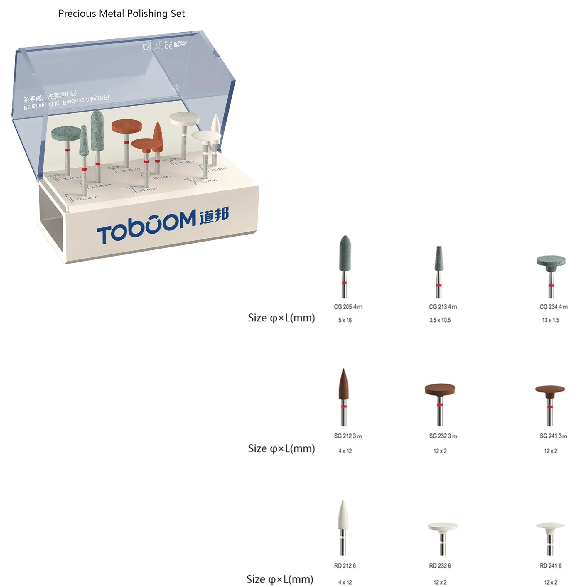 9 ชิ้น/เซ็ตทันตกรรมโลหะมีค่าใช้ชุดขัด HP0409D สําหรับ Low Speed Handpiece ตรงกระบวนการขัด