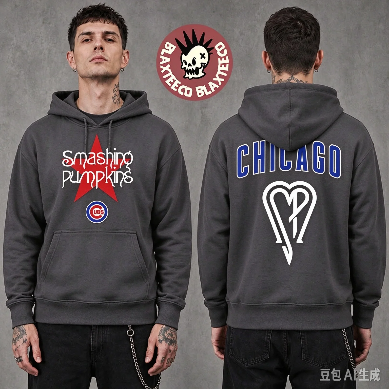 The Smashing Pumpkins Chicago Double Sided Print Hoodie Unisex Cotton Vintage Alternative Rock Band Hooded Sweatshirt