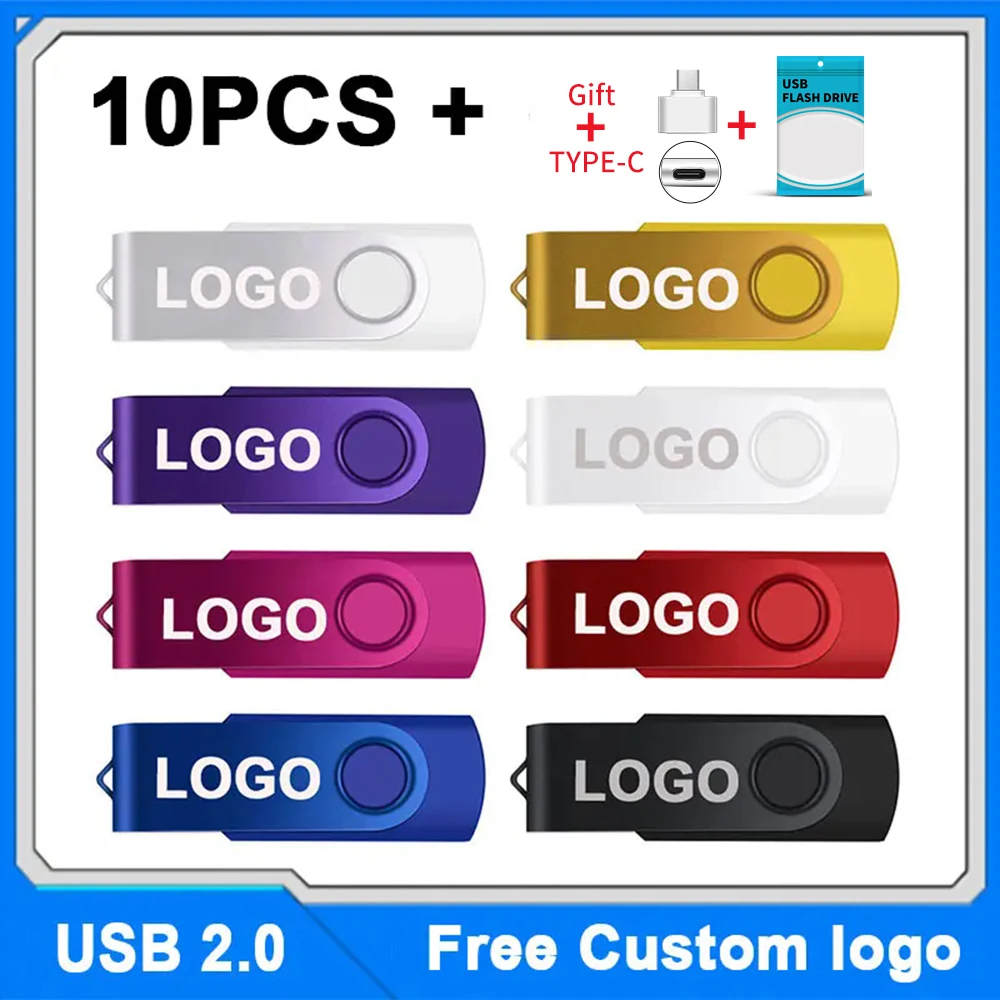 

Free Logo 10Pcs/Lot Colour USB Flash Drive 64GB 32GB High Pen Drive3.0/2.0 16GB Memory Stick Gift Metal Memory U Disk Free Shipp