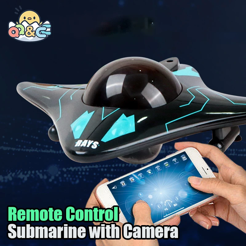 

RC Boat Submarine with Camera Underwater 6Ch Remote Control Wifi Fpv Remote Control Boats Radio Control Toys for Boyts Kid Gifts