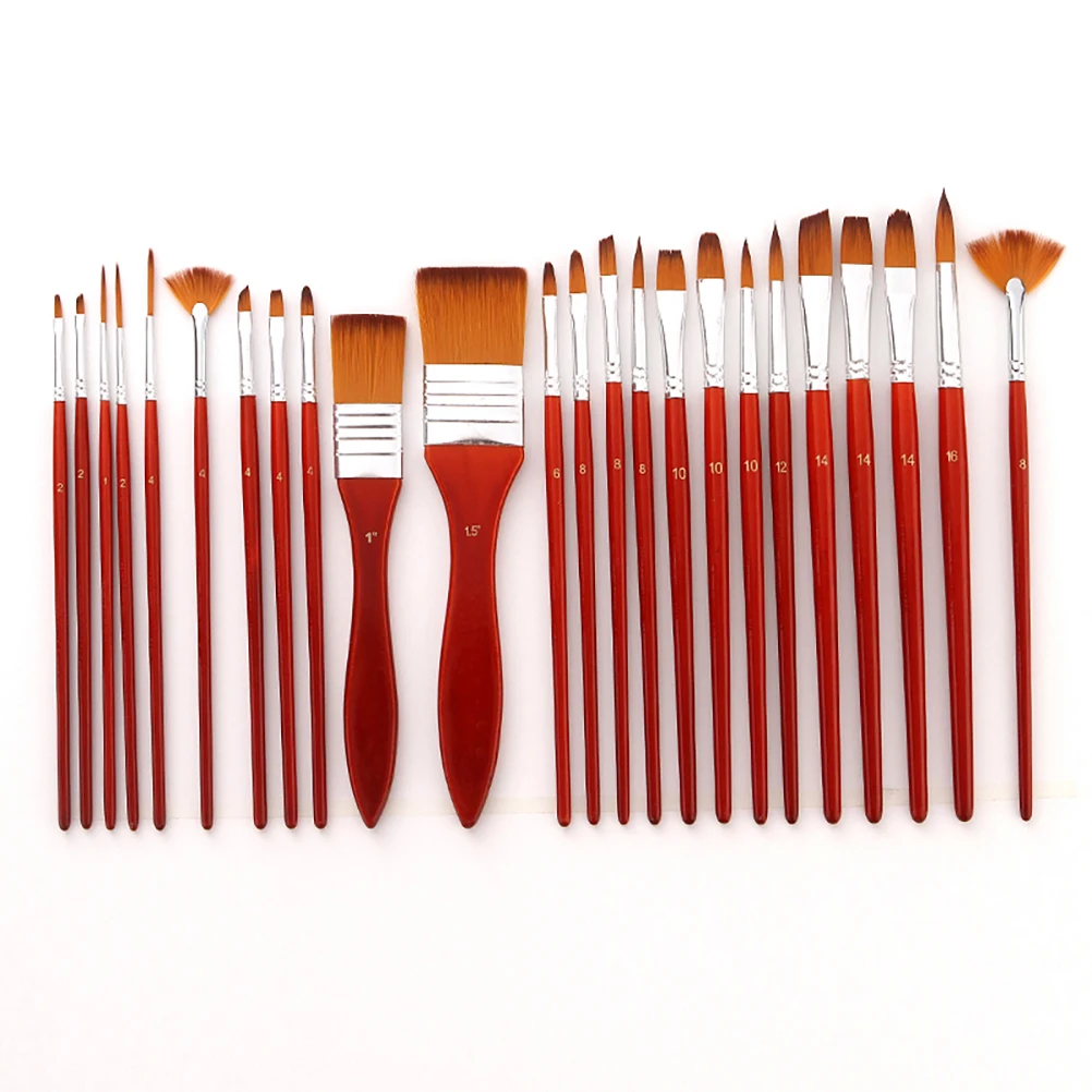 

24Pcs Painting Brush Set Dual Color Nylon Oil Watercolor Brushes Portable Drawing Art Supplies Watercolor Nylon