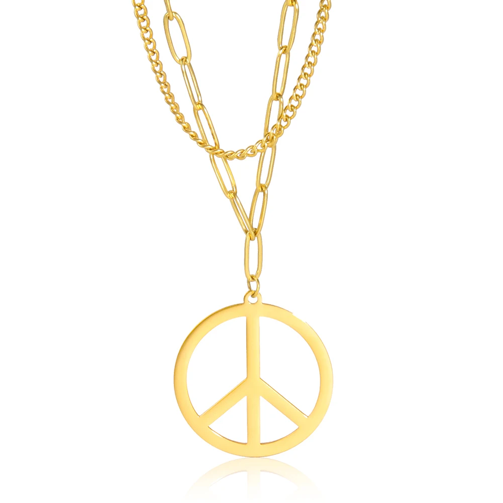 Amaxer Women's Double Layer Necklace Openwork Round Tree Branch Pendant Minimalism Vintage Female Male Accessories Couple Gifts image 4