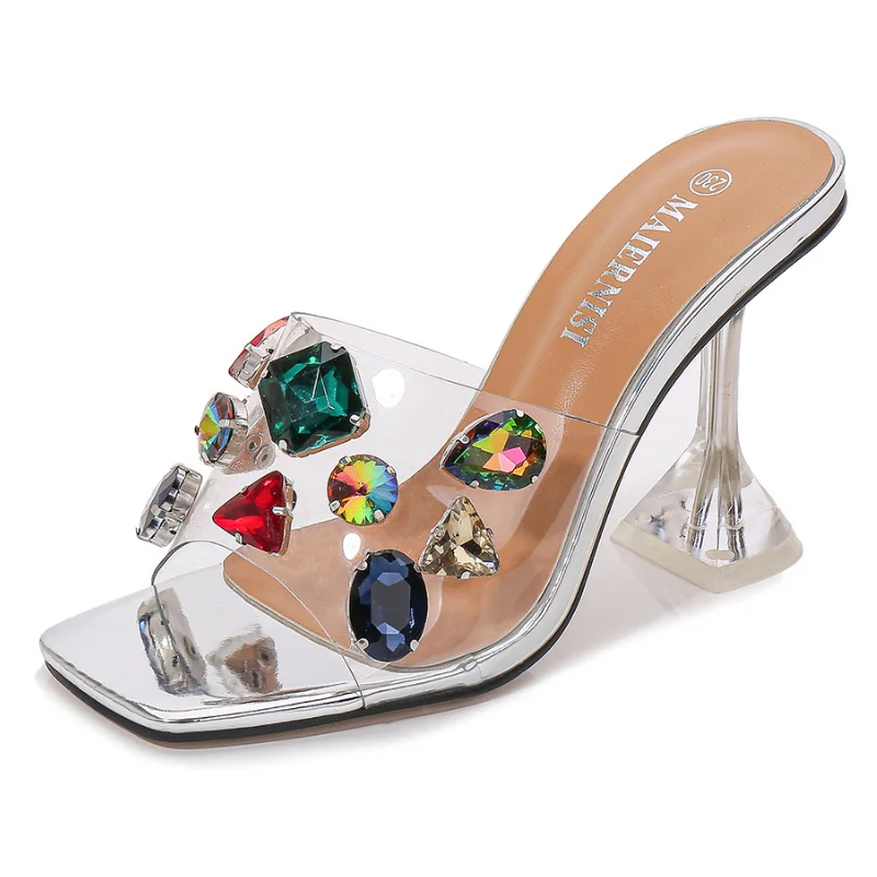 

Сандалии на прозрачном каблуке, женская прозрачная летняя обувь из ПВХ, женские цветные сандалии со стразами, Mujer 2021, женские сандалии 35-46 WSH4091