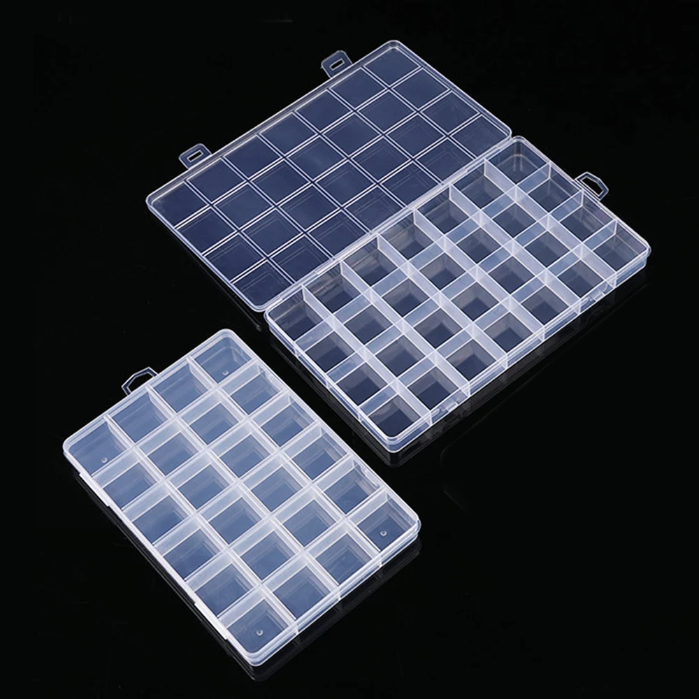 24 Grids Clear Plastic Organizer Box With Grids Container Craft Storage For Beads Organizer Art DIY Jewelry Display Box