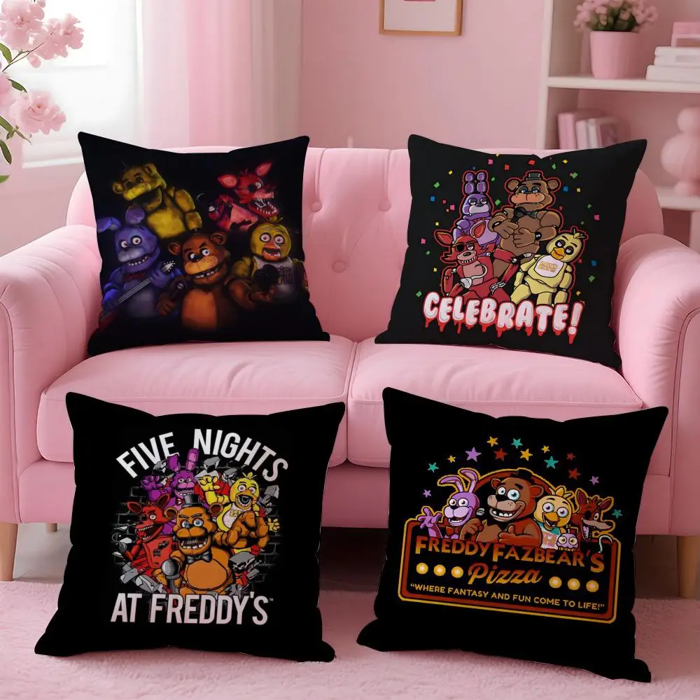 Five N-Nights at F-Freddys Cushion Cover Short Plush Double-Sided Printing Home Machine Washable in Warm Winter Pillow Case