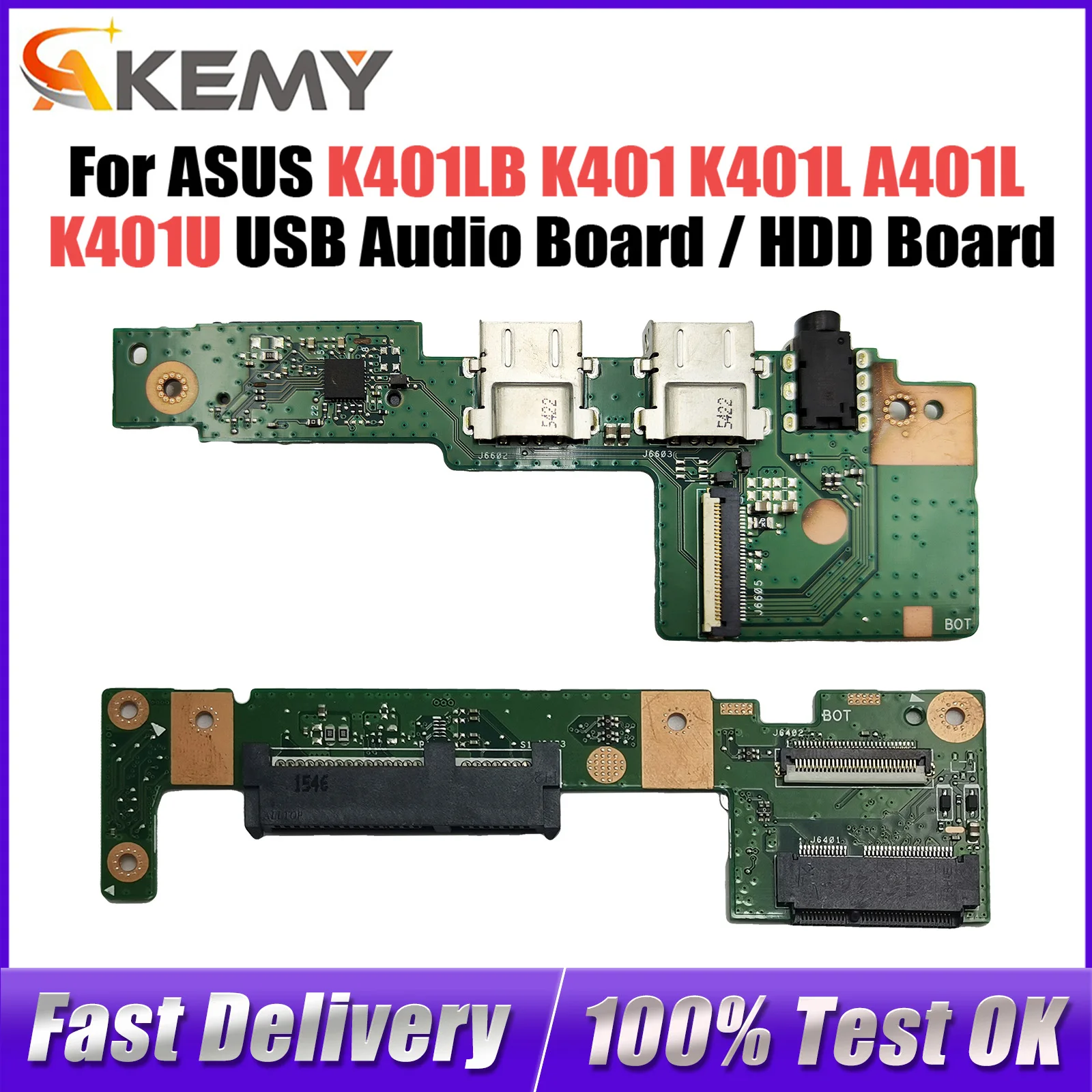 

K401LB IO Board REV 2.0 For ASUS K401LB K401 K401L A401L K401U USB Audio board and HDD Boards 100% OK