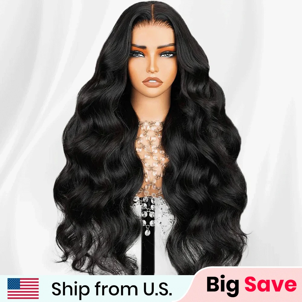 

16-32" HD Lace Front Wig 180D Body Wave Brazilian Human Hair Pre-Plucked Wig with Transparent Lace for Black Women