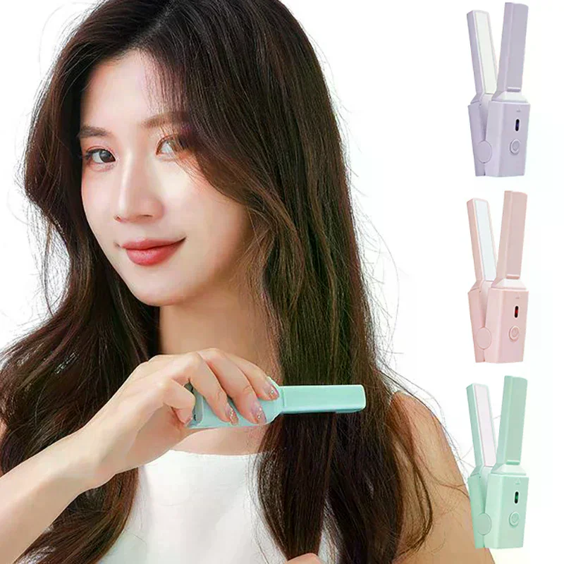 Portable Mini Cute USB Straight Hair Stick Hair Straightener Dormitory Small Power Splint Fluffy Bangs Straight Hair Curling