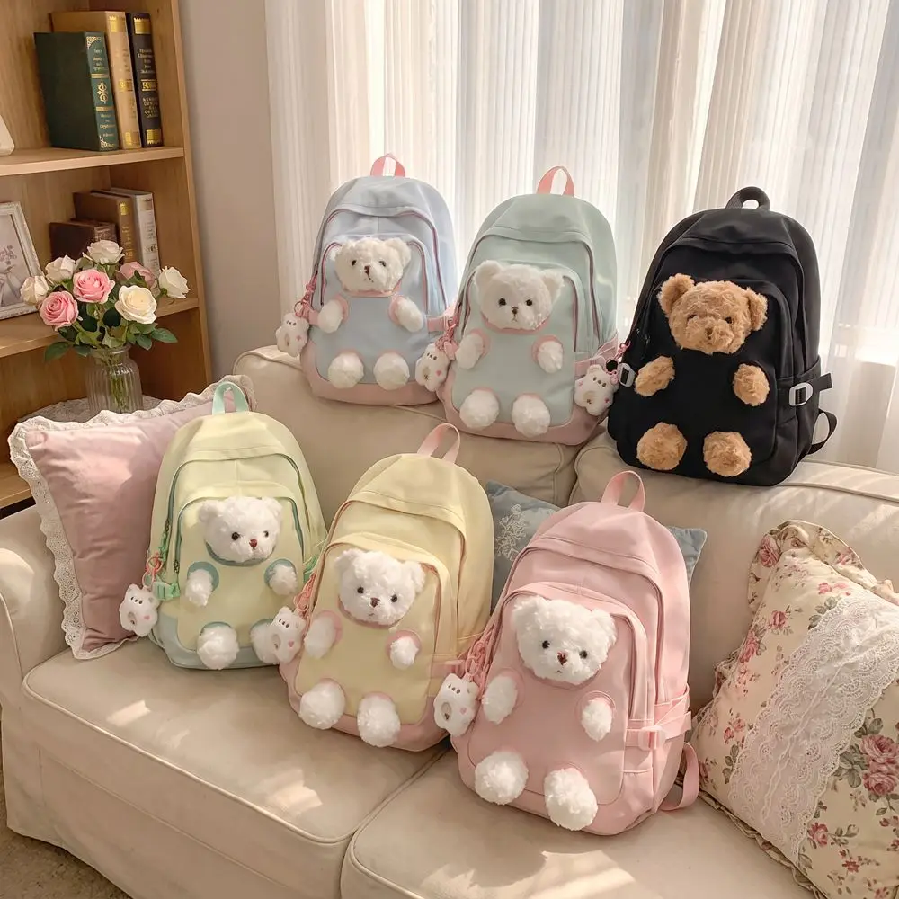 Fashion Sweet Bear Backpack Cute Cartoon Cute Schoolbag Bear Large Capacity Rucksack Daily