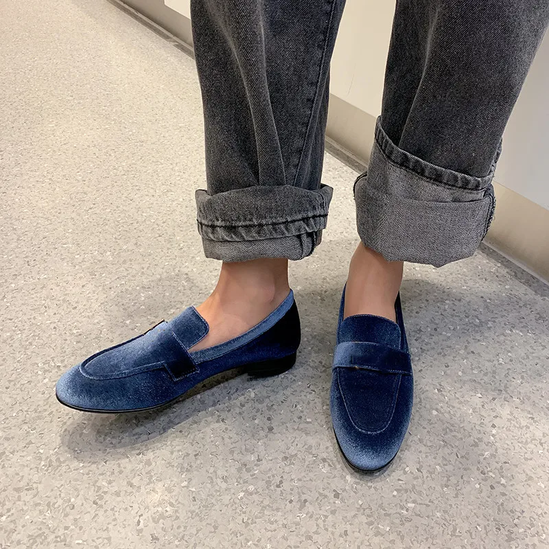 

MKKHOU Fashion Flat Shoes New High Quality Real Leather Round Head Soft Sole Loafers Shoes Daily Casual Light Shoes