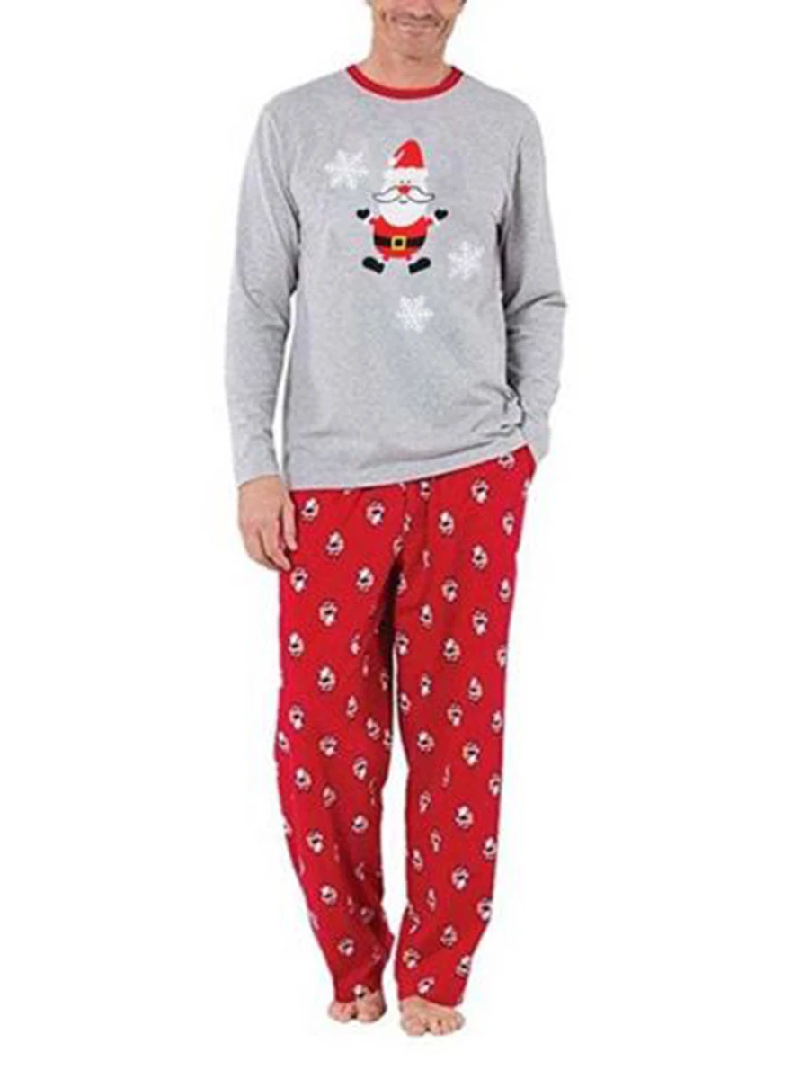 Conjunto de pijama familiar de Navidad, 2 uds., serie de pijamas familiares de Papá Noel, pijama de Navidad, conjunto de pijama largo con estampado de dibujos animados de manga larga