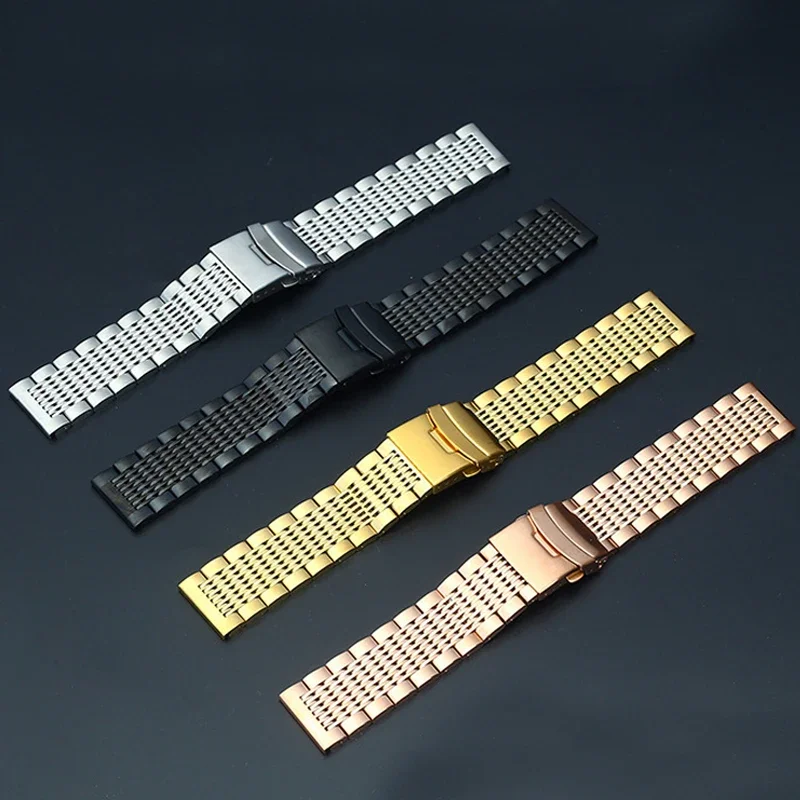 18 20 22 24mm Stainless Steel Watch Band For Samsung Galaxy Watch 6 5 40mm 44MM 4 3 41 45mm Straps For Huawei GT3 Seiko Bracelet